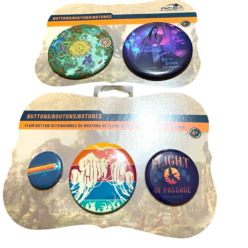 💜🌼 DISNEY ACE Na'vi River Journey Button Set. BUNDLE TOTAL 5 COLLECTABLE